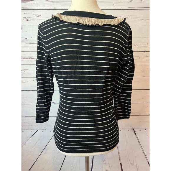 CAbi #276 The Flirt Ruffle Cardigan Sweater size Small 276 Knit Striped Cotton - Picture 7 of 10